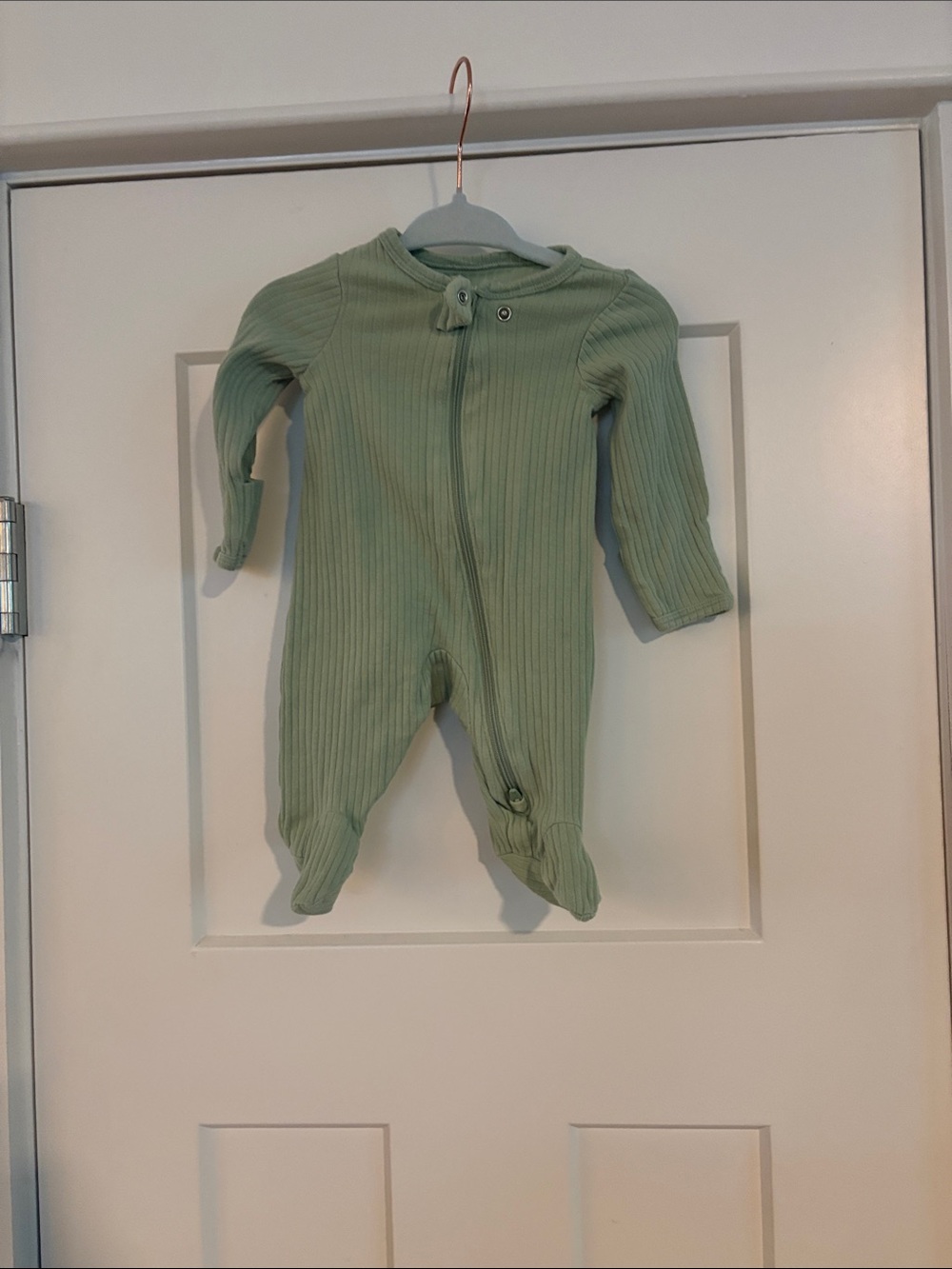 Carter’s Baby Boy Newborn Soft Ribbed Sage Green Baby One-Piece Sleeper Footie